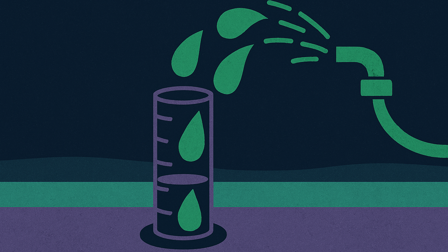 A rain gauge being filled by a sprinkler, symbolizing email open rates counted by pixel loads inflated by privacy proxies and security scanners rather than human attention.