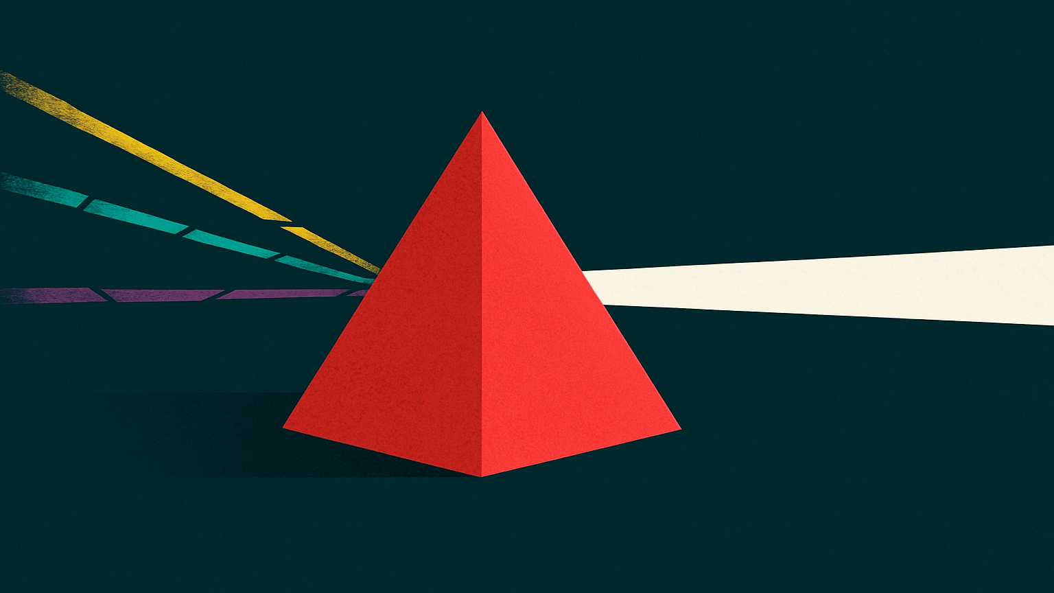A prism turning scattered multicolored signal shards into one clear beam, representing Proofpoint’s push for email defenses that read intent and connect email, inbox, and browser protections.